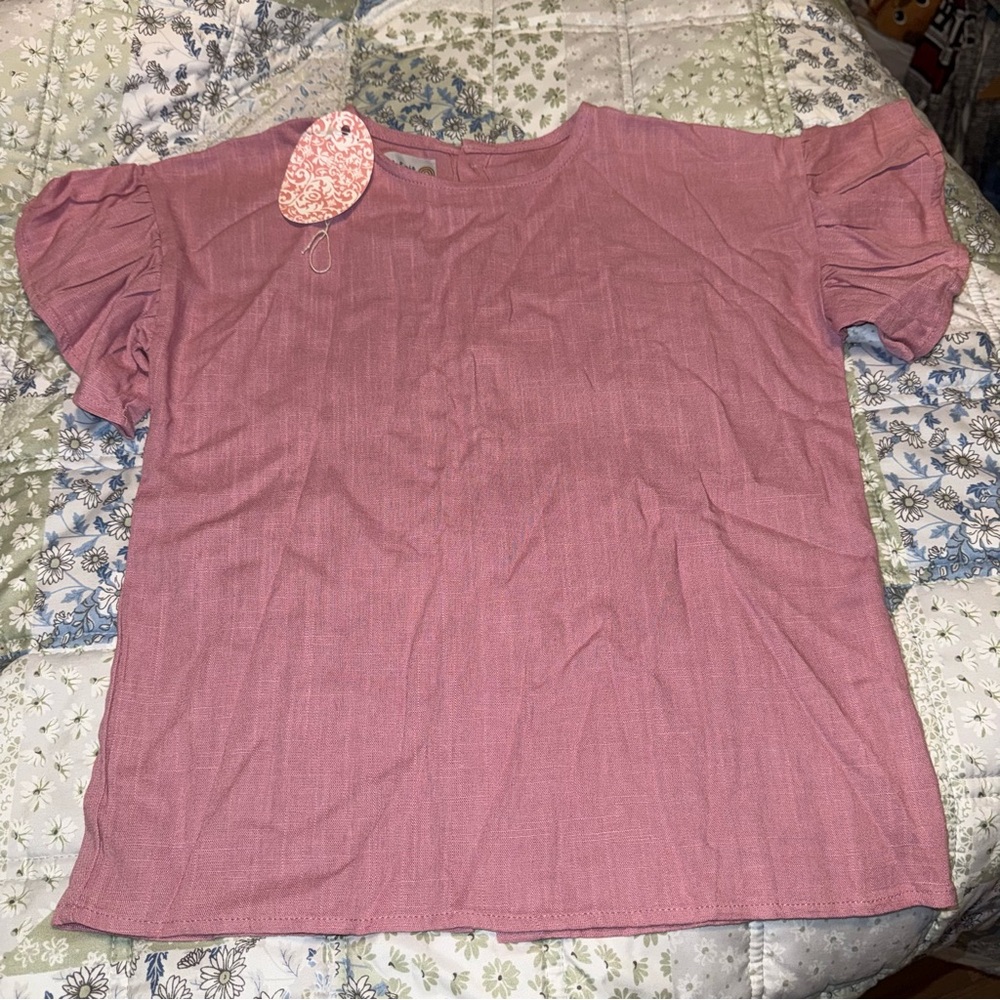 Abby & Evie Girls Size 6 New NWT Pink Shirt Buttons Down the Back Spring Easter